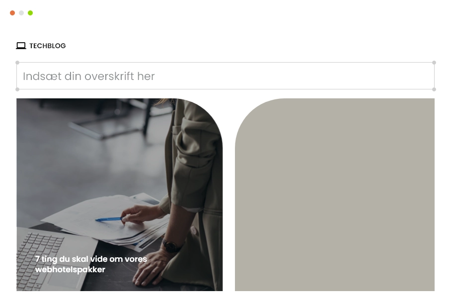 Et billede der viser en hjemmeside under udvikling