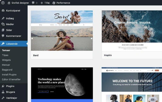 Et billede af en Wordpress' hjemmeside
